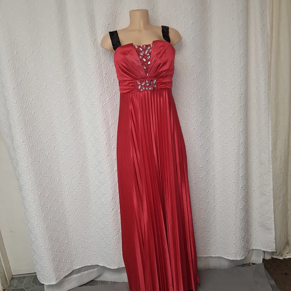 My Michelle Women Size L Red Maxi Dress with Black Straps - Picture 1 of 16